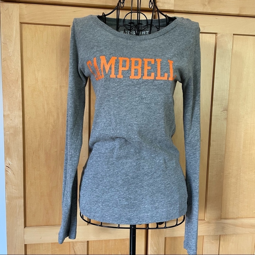 REDSHIRT Campbell University grey long sleeve Tee Shirt Top size Small